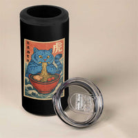 Anime Blue Cat Ramen 4 in 1 Can Cooler Tumbler Vintage Japanese Art Funny Kawaii Demon Cat Tiger - Wonder Print Shop