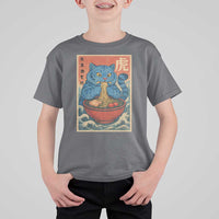 Anime Blue Cat Ramen T Shirt For Kid Vintage Japanese Art Funny Kawaii Demon Cat Tiger - Wonder Print Shop