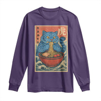 Anime Blue Cat Ramen Long Sleeve Shirt Vintage Japanese Art Funny Kawaii Demon Cat Tiger - Wonder Print Shop