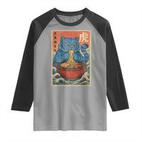 Anime Blue Cat Ramen Raglan Shirt Vintage Japanese Art Funny Kawaii Demon Cat Tiger - Wonder Print Shop