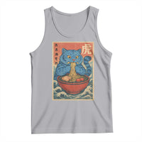 Anime Blue Cat Ramen Tank Top Vintage Japanese Art Funny Kawaii Demon Cat Tiger - Wonder Print Shop