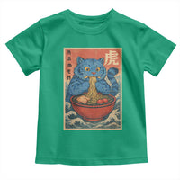 Anime Blue Cat Ramen Toddler T Shirt Vintage Japanese Art Funny Kawaii Demon Cat Tiger - Wonder Print Shop