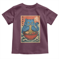 Anime Blue Cat Ramen Toddler T Shirt Vintage Japanese Art Funny Kawaii Demon Cat Tiger - Wonder Print Shop
