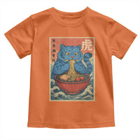 Anime Blue Cat Ramen Toddler T Shirt Vintage Japanese Art Funny Kawaii Demon Cat Tiger - Wonder Print Shop