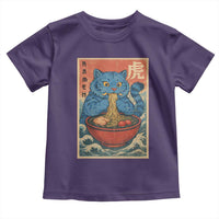 Anime Blue Cat Ramen Toddler T Shirt Vintage Japanese Art Funny Kawaii Demon Cat Tiger - Wonder Print Shop