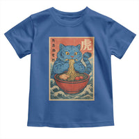 Anime Blue Cat Ramen Toddler T Shirt Vintage Japanese Art Funny Kawaii Demon Cat Tiger - Wonder Print Shop