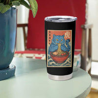 Anime Blue Cat Ramen Tumbler Cup Vintage Japanese Art Funny Kawaii Demon Cat Tiger - Wonder Print Shop