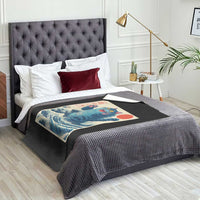 Blue Catzilla Cat Japanese Art Throw Blanket Kawaii Demon Tiger Funny Kitty Dad Gifts - Wonder Print Shop