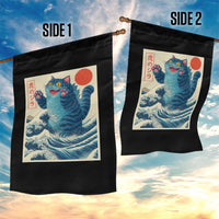 Blue Catzilla Cat Japanese Art Garden Flag Kawaii Demon Tiger Funny Kitty Dad Gifts - Wonder Print Shop