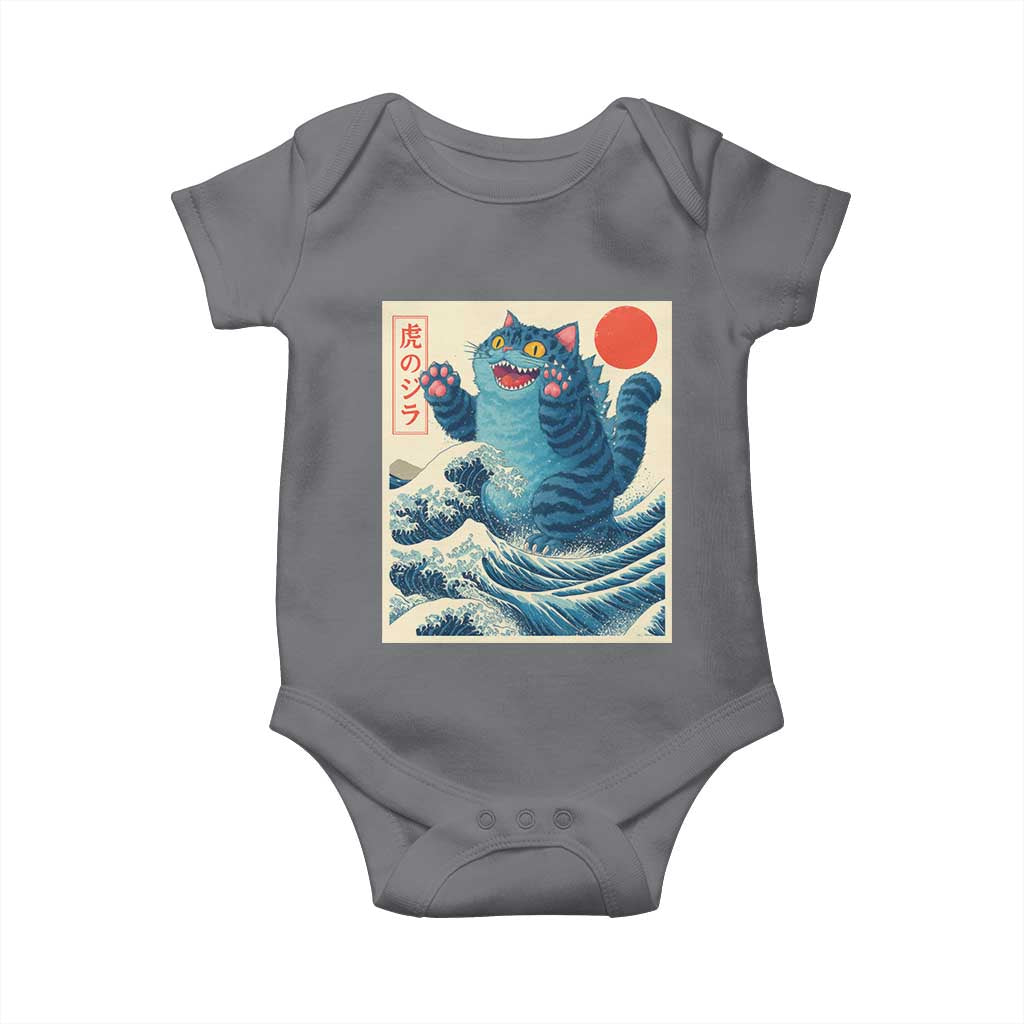 Blue Catzilla Cat Japanese Art Baby Onesie Kawaii Demon Tiger Funny Kitty Dad Gifts - Wonder Print Shop