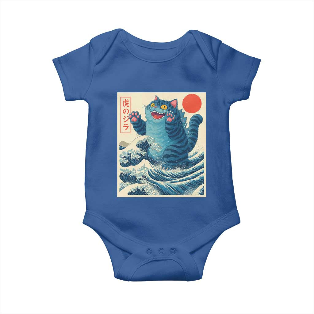 Blue Catzilla Cat Japanese Art Baby Onesie Kawaii Demon Tiger Funny Kitty Dad Gifts - Wonder Print Shop