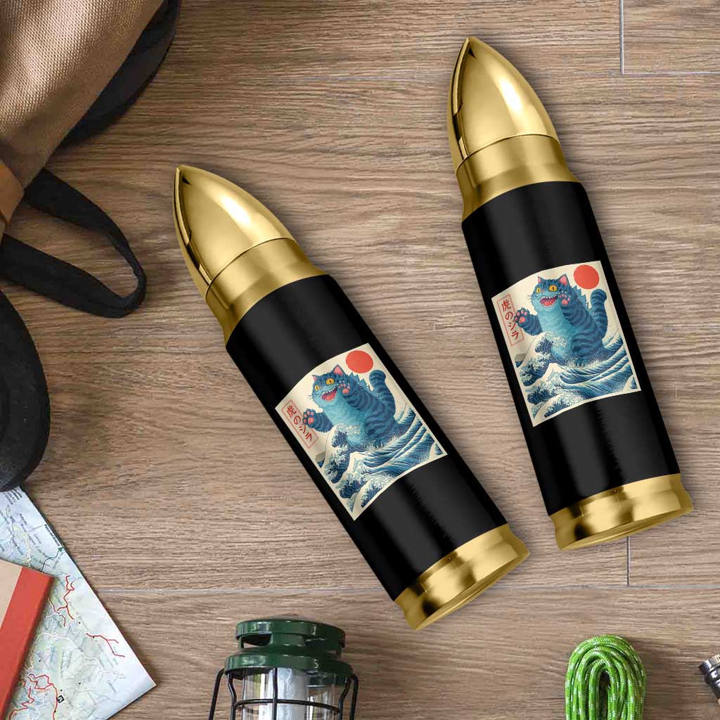 Blue Catzilla Cat Japanese Art Bullet Tumbler Kawaii Demon Tiger Funny Kitty Dad Gifts - Wonder Print Shop