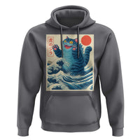 Blue Catzilla Cat Japanese Art Hoodie Kawaii Demon Tiger Funny Kitty Dad Gifts - Wonder Print Shop