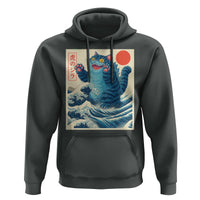 Blue Catzilla Cat Japanese Art Hoodie Kawaii Demon Tiger Funny Kitty Dad Gifts - Wonder Print Shop