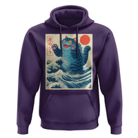 Blue Catzilla Cat Japanese Art Hoodie Kawaii Demon Tiger Funny Kitty Dad Gifts - Wonder Print Shop