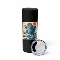 Blue Catzilla Cat Japanese Art Skinny Tumbler Kawaii Demon Tiger Funny Kitty Dad Gifts - Wonder Print Shop