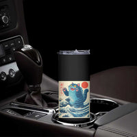 Blue Catzilla Cat Japanese Art Skinny Tumbler Kawaii Demon Tiger Funny Kitty Dad Gifts - Wonder Print Shop