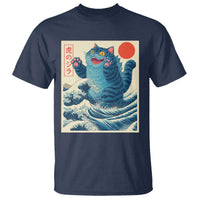 Blue Catzilla Cat Japanese Art T Shirt Kawaii Demon Tiger Funny Kitty Dad Gifts - Wonder Print Shop