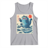 Blue Catzilla Cat Japanese Art Tank Top Kawaii Demon Tiger Funny Kitty Dad Gifts - Wonder Print Shop