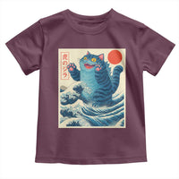 Blue Catzilla Cat Japanese Art Toddler T Shirt Kawaii Demon Tiger Funny Kitty Dad Gifts - Wonder Print Shop