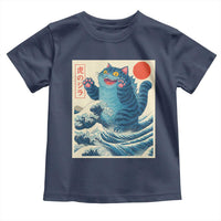 Blue Catzilla Cat Japanese Art Toddler T Shirt Kawaii Demon Tiger Funny Kitty Dad Gifts - Wonder Print Shop