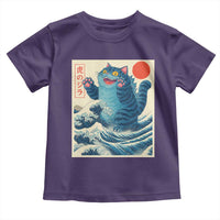 Blue Catzilla Cat Japanese Art Toddler T Shirt Kawaii Demon Tiger Funny Kitty Dad Gifts - Wonder Print Shop