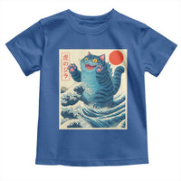 Blue Catzilla Cat Japanese Art Toddler T Shirt Kawaii Demon Tiger Funny Kitty Dad Gifts - Wonder Print Shop