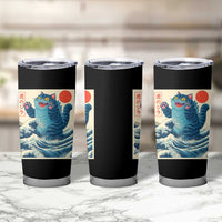 Blue Catzilla Cat Japanese Art Tumbler Cup Kawaii Demon Tiger Funny Kitty Dad Gifts - Wonder Print Shop