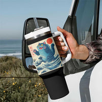 Blue Catzilla Cat Japanese Art Tumbler With Handle Kawaii Demon Tiger Funny Kitty Dad Gifts - Wonder Print Shop