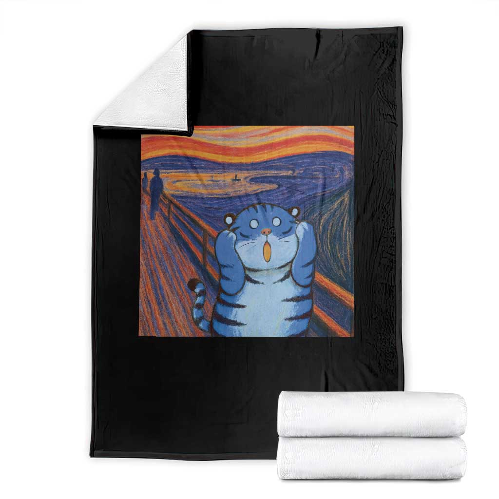 Blue Tiger Scream Throw Blanket Cute Animal Anime Demon Aesthetic Painting - Wonder Print Shop