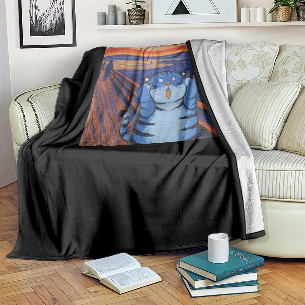 Blue Tiger Scream Throw Blanket Cute Animal Anime Demon Aesthetic Painting - Wonder Print Shop