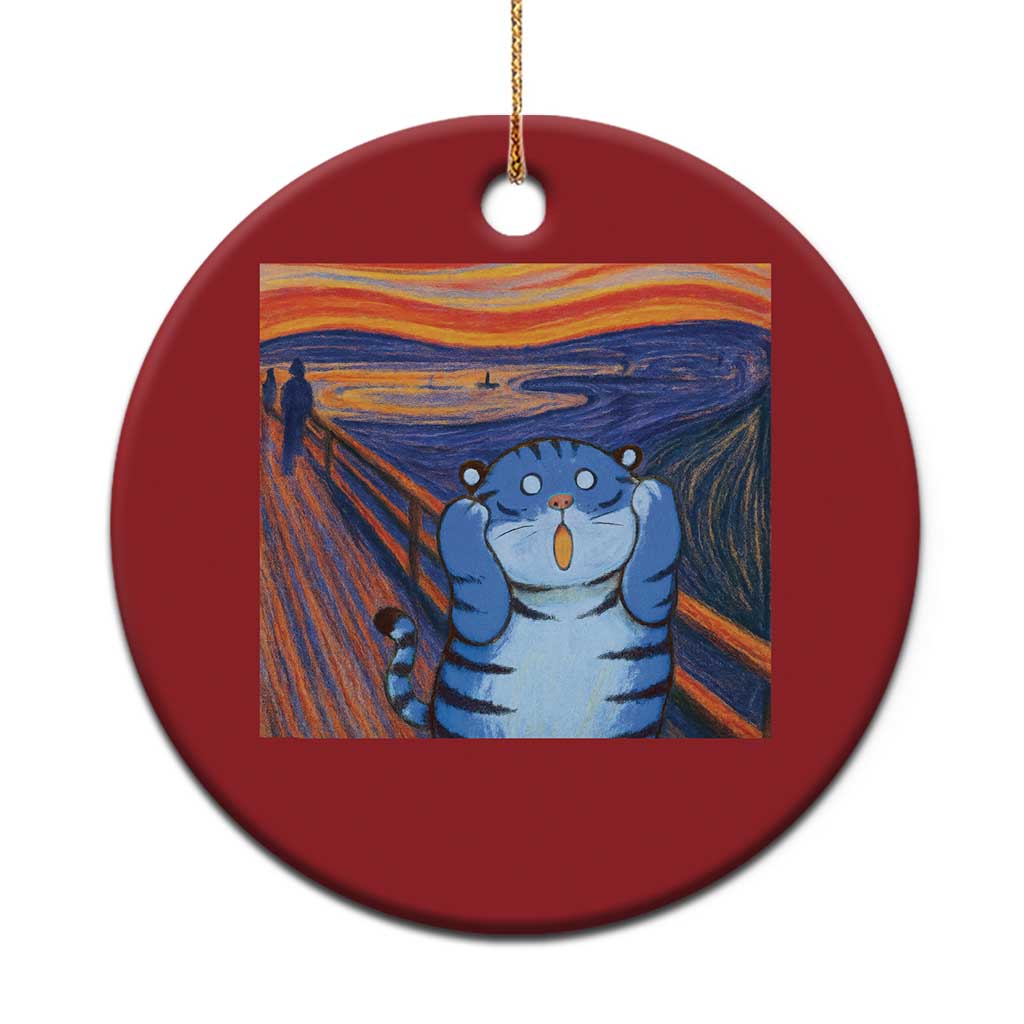 Blue Tiger Scream Christmas Ornament Cute Animal Anime Demon Aesthetic Painting - Wonder Print Shop