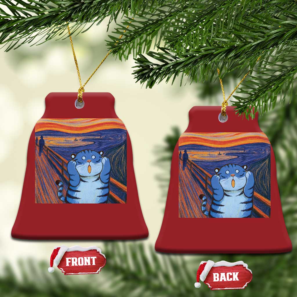 Blue Tiger Scream Christmas Ornament Cute Animal Anime Demon Aesthetic Painting - Wonder Print Shop