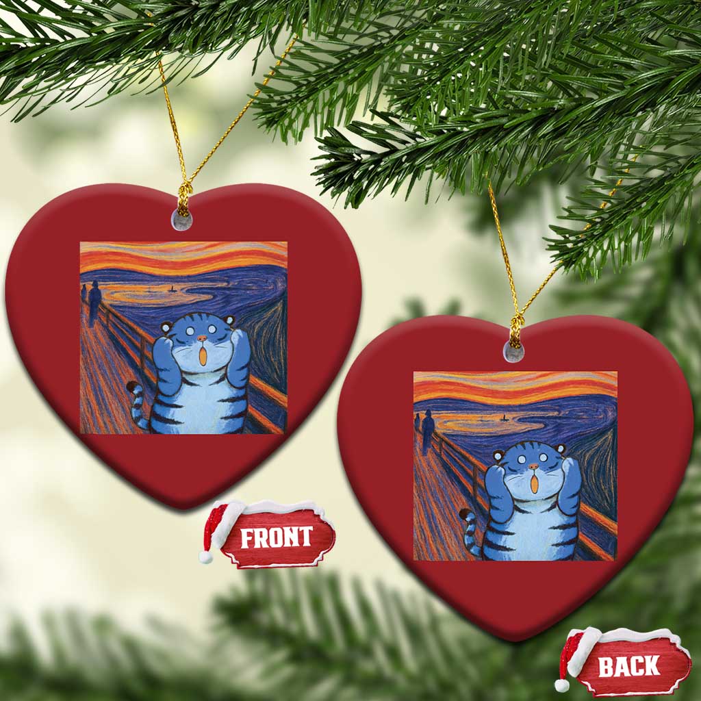 Blue Tiger Scream Christmas Ornament Cute Animal Anime Demon Aesthetic Painting - Wonder Print Shop