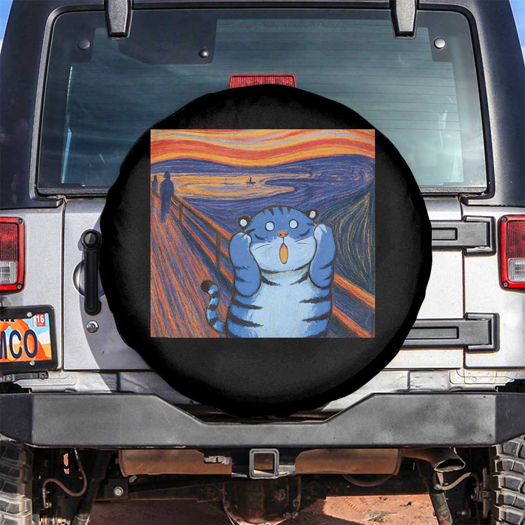 Blue Tiger Scream Spare Tire Cover Cute Animal Anime Demon Aesthetic Painting - Wonder Print Shop