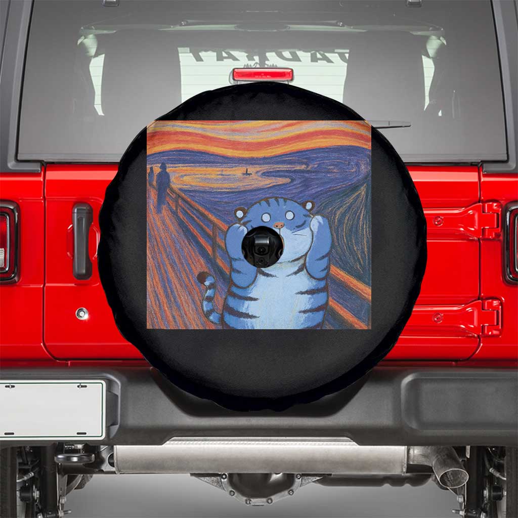 Blue Tiger Scream Spare Tire Cover Cute Animal Anime Demon Aesthetic Painting - Wonder Print Shop