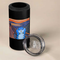 Blue Tiger Scream 4 in 1 Can Cooler Tumbler Cute Animal Anime Demon Aesthetic Painting - Wonder Print Shop