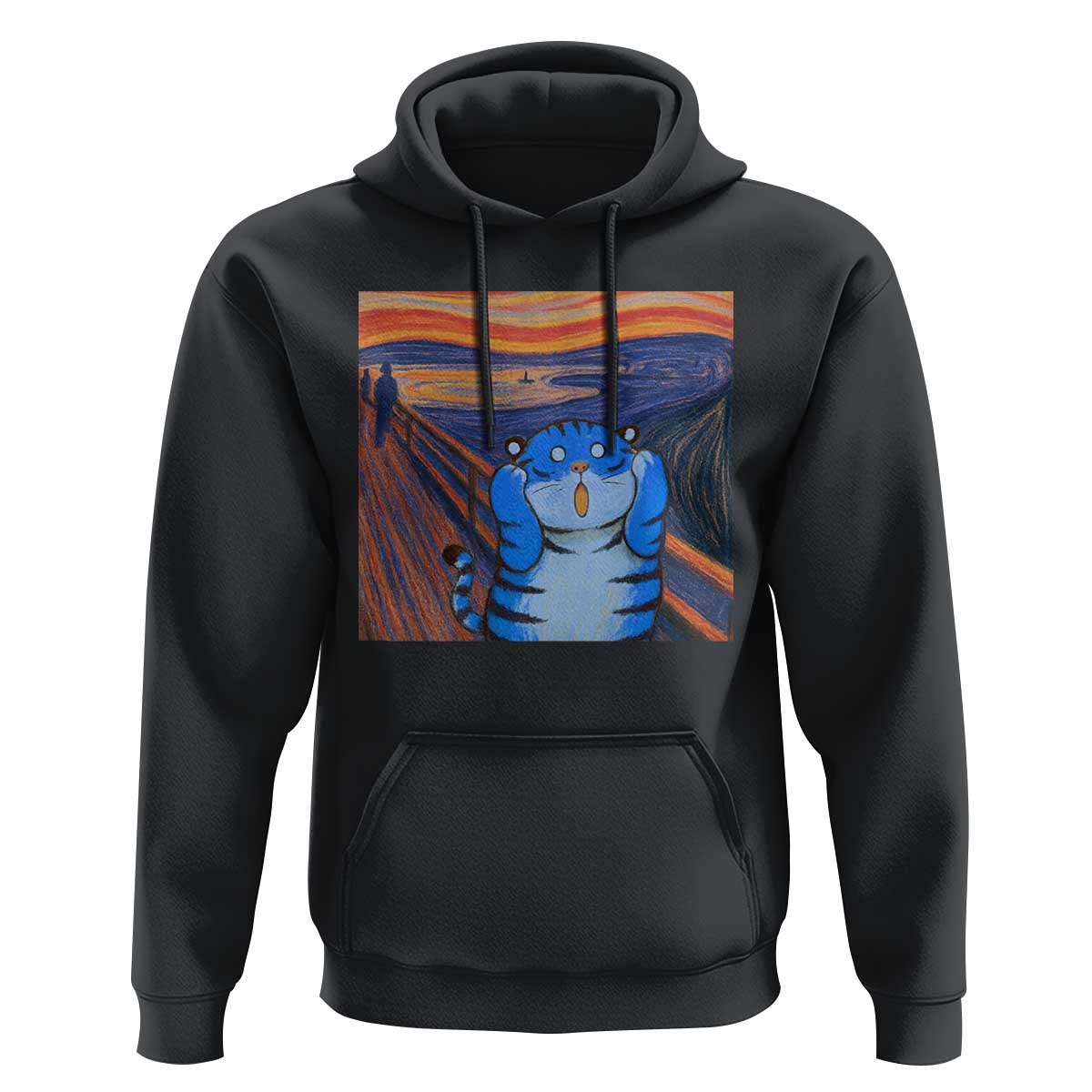 Blue Tiger Scream Hoodie Cute Animal Anime Demon Aesthetic Painting - Wonder Print Shop
