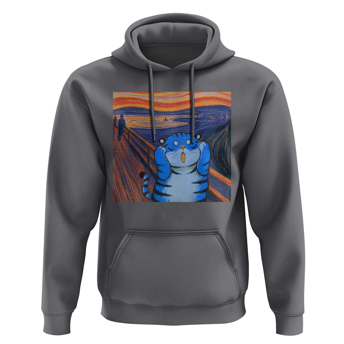 Blue Tiger Scream Hoodie Cute Animal Anime Demon Aesthetic Painting - Wonder Print Shop