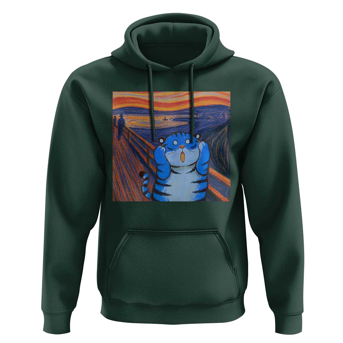 Blue Tiger Scream Hoodie Cute Animal Anime Demon Aesthetic Painting - Wonder Print Shop
