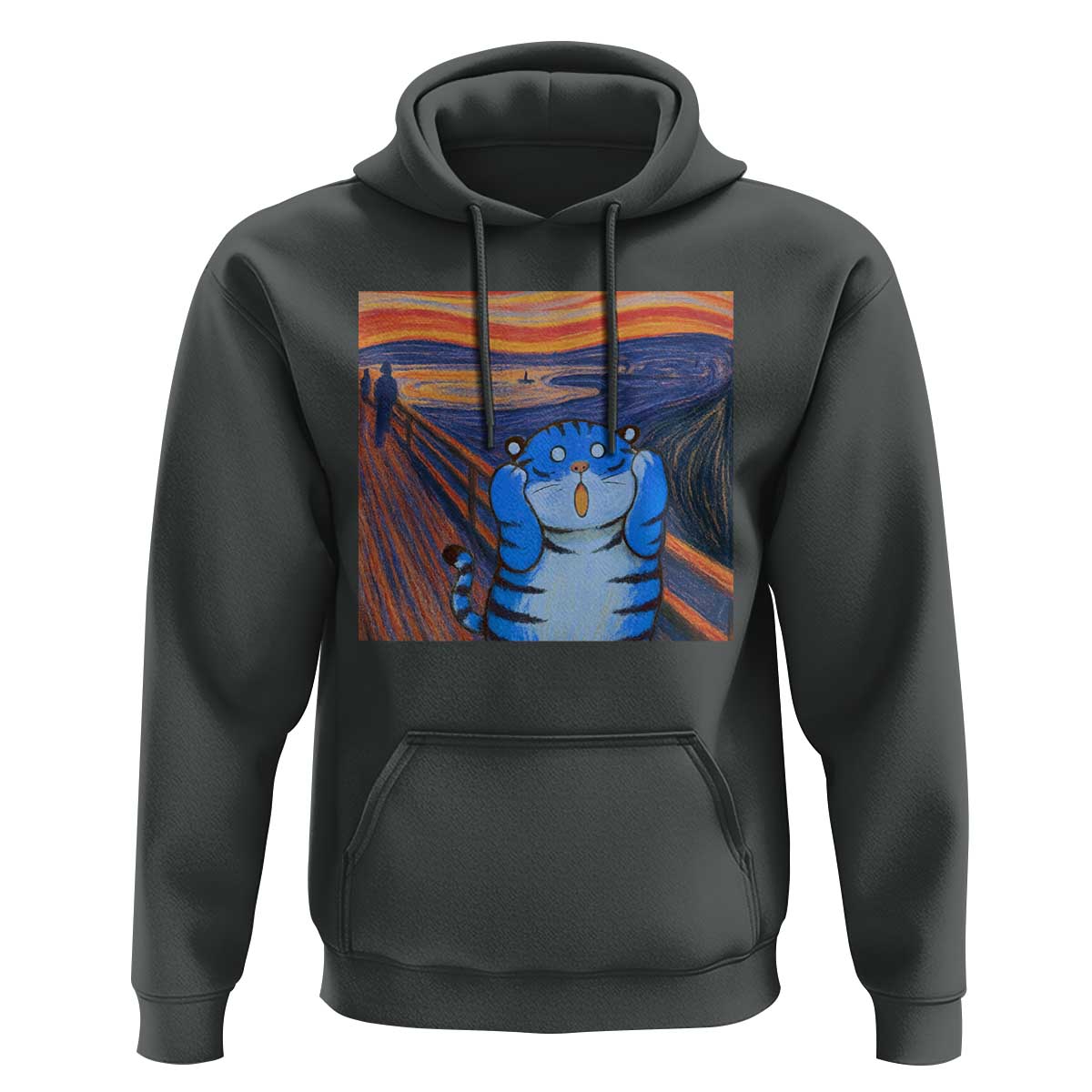 Blue Tiger Scream Hoodie Cute Animal Anime Demon Aesthetic Painting - Wonder Print Shop