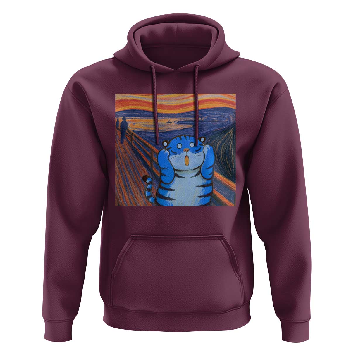 Blue Tiger Scream Hoodie Cute Animal Anime Demon Aesthetic Painting - Wonder Print Shop