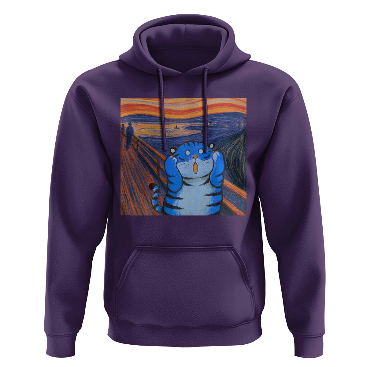 Blue Tiger Scream Hoodie Cute Animal Anime Demon Aesthetic Painting - Wonder Print Shop