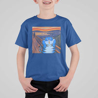 Blue Tiger Scream T Shirt For Kid Cute Animal Anime Demon Aesthetic Painting - Wonder Print Shop