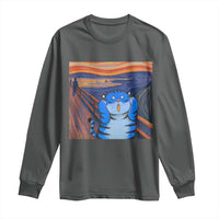 Blue Tiger Scream Long Sleeve Shirt Cute Animal Anime Demon Aesthetic Painting - Wonder Print Shop