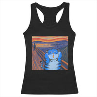 Blue Tiger Scream Racerback Tank Top Cute Animal Anime Demon Aesthetic Painting - Wonder Print Shop
