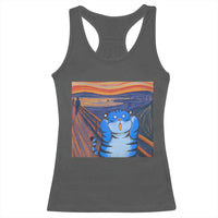 Blue Tiger Scream Racerback Tank Top Cute Animal Anime Demon Aesthetic Painting - Wonder Print Shop