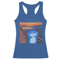 Blue Tiger Scream Racerback Tank Top Cute Animal Anime Demon Aesthetic Painting - Wonder Print Shop