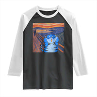 Blue Tiger Scream Raglan Shirt Cute Animal Anime Demon Aesthetic Painting - Wonder Print Shop