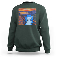Blue Tiger Scream Sweatshirt Cute Animal Anime Demon Aesthetic Painting - Wonder Print Shop